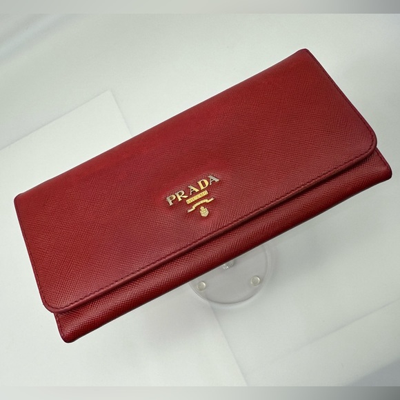 AUTHENTIC PRADA FIERY RED LARGE SAFFIANO LEATHER WALLET - Picture 6 of 16